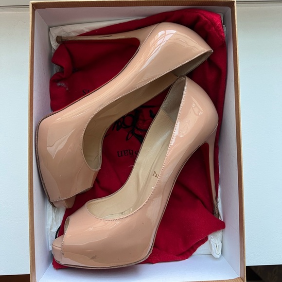 Christian Louboutin Nude Patent Peep-Toe Very Prive 120 Size 39.5 - Picture 3 of 7